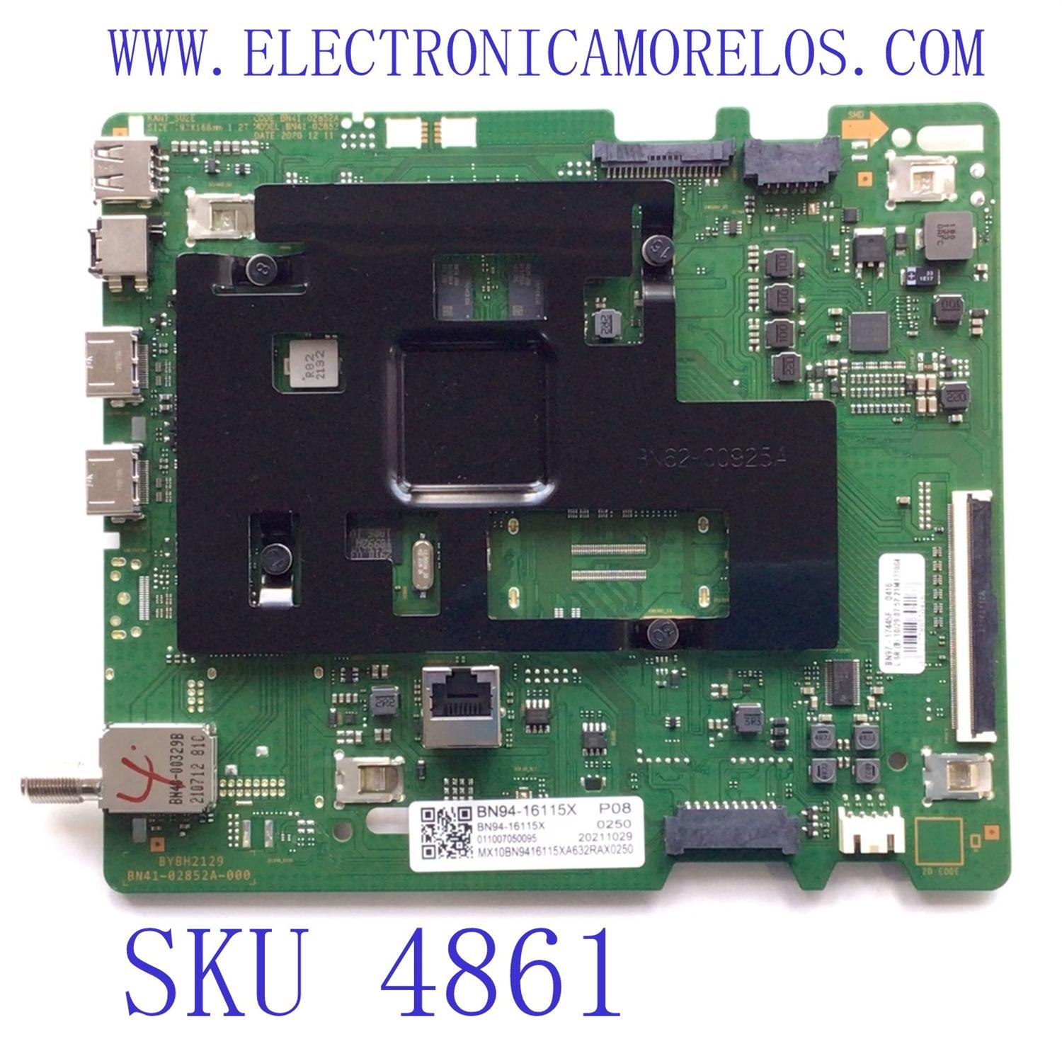 MAIN PARA TV SAMSUNG 4K·UHD·HDR / NUMERO DE PARTE BN94-16115X / BN41-02852A / BN97-17445F / BN41-02852A-000 / BN9416115X / PANEL CY-BT065HGEV7H / DISPLAY HV650QUB-F9C / MODELO UN65TU7000 / UN65TU7000FXZA / UN65TU7000FXZA BB14